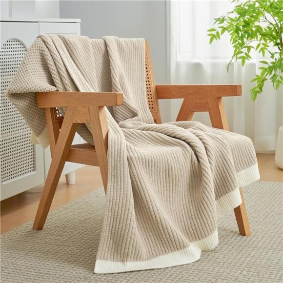 Home Waffle Throw Blanket for Couch, Soft Cozy Chenille Knit Blanket Warm Decor - Picture 2 of 7